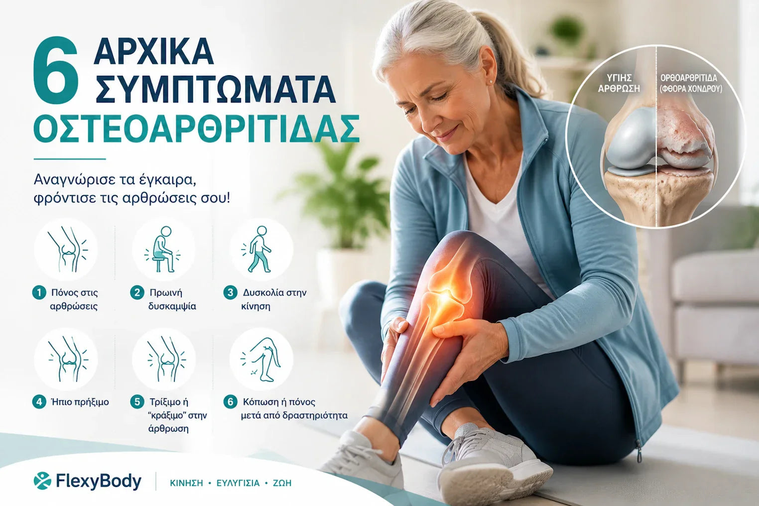 Τα 6 αρχικά συμπτώματα της Οστεοαρθρίτιδας που δεν πρέπει να αγνοήσεις